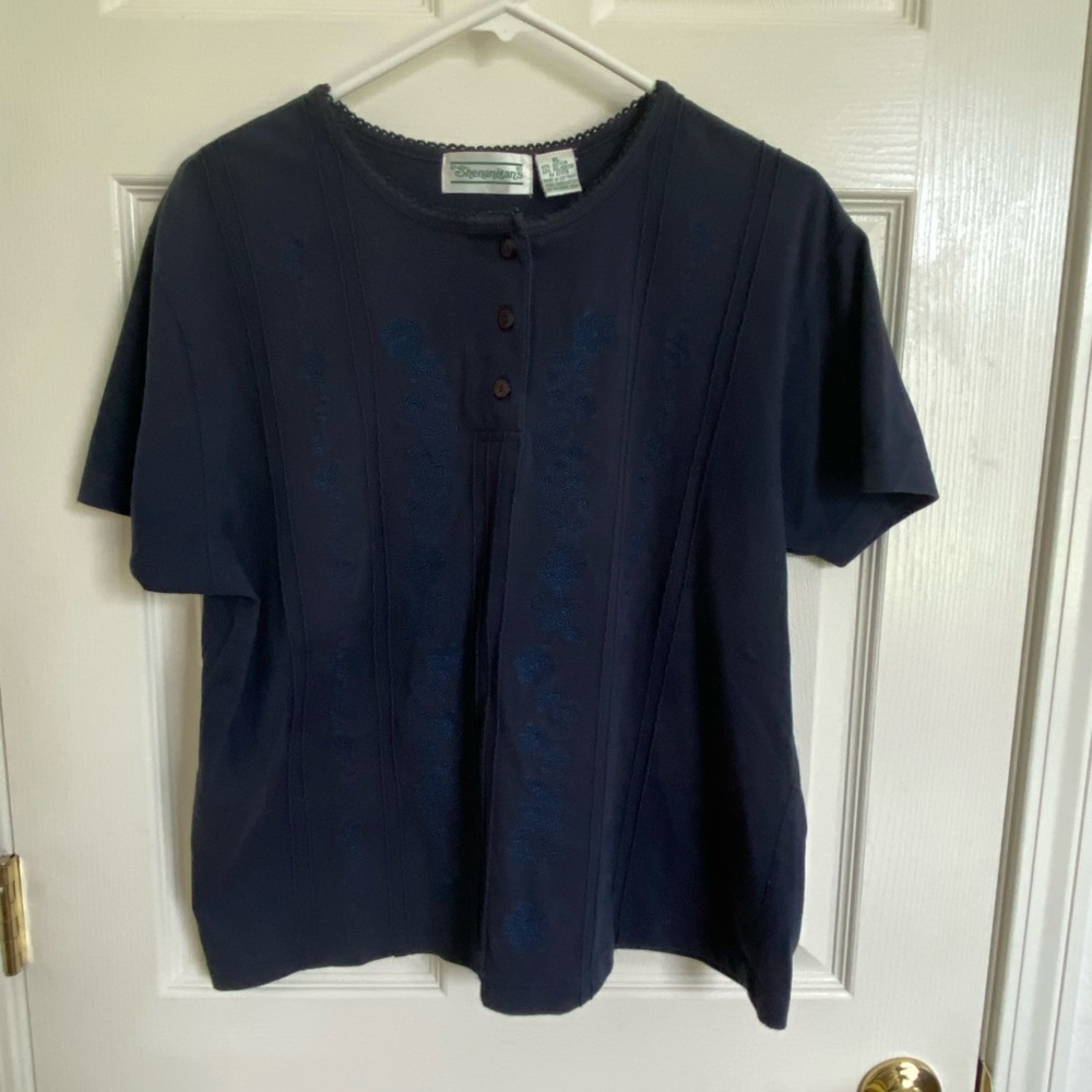 Navy Blue Short Sleeve Top - XL